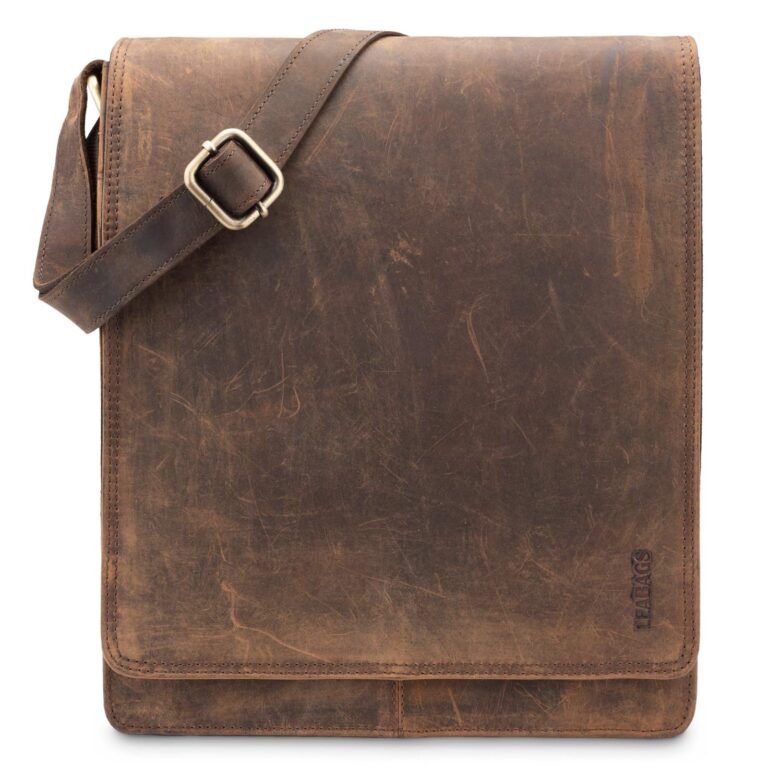 LEABAGS Borsa a tracolla in pelle da uomo e da donna, in vera pelle, per computer portatile fino ...