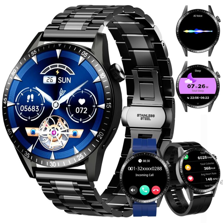 Homailida Smartwatch Uomo con Chiamate Bluetooth e 3 Cinturini