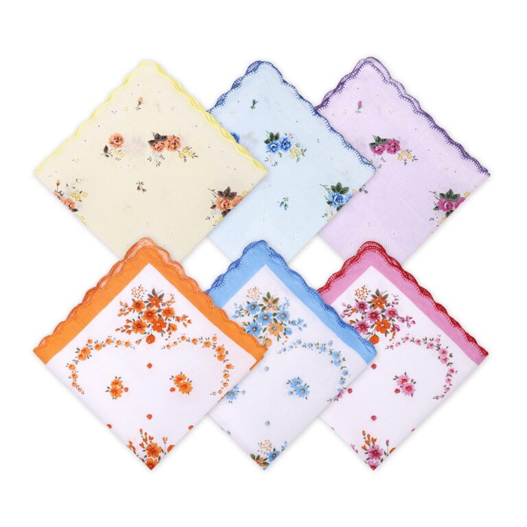 Mikovivi Fazzoletti in cotone ricamati floreali vintage, 6 pezzi 30x30 cm