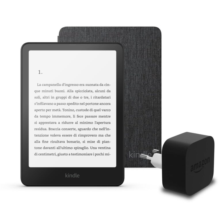I'ultimo Kindle Paperwhite (versione 2024) da 16 GB senza pubblicità, una copertura in tessuto Amazon e un alimentatore Am...