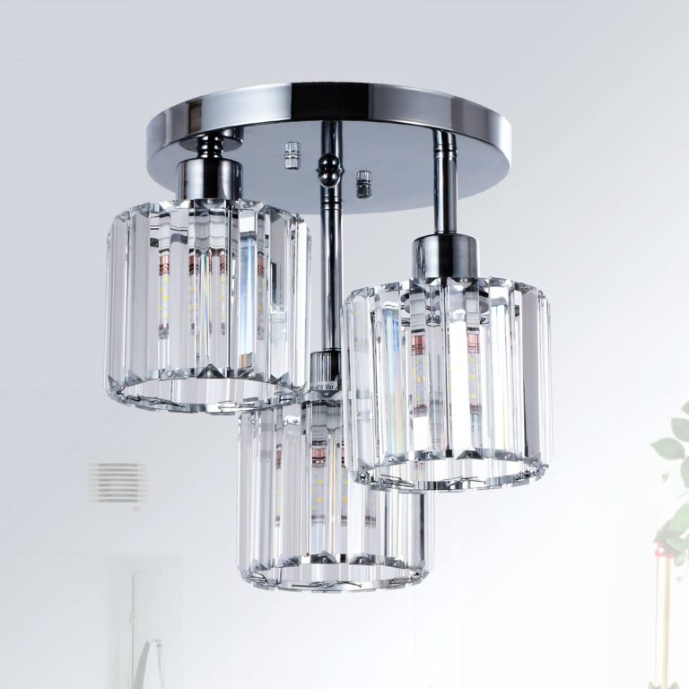 Rayofly Lampadari moderni di cristallo a soffitto, Plafoniera a 3 luci con paralume in vetro, Plafoniera cromata per soggi...