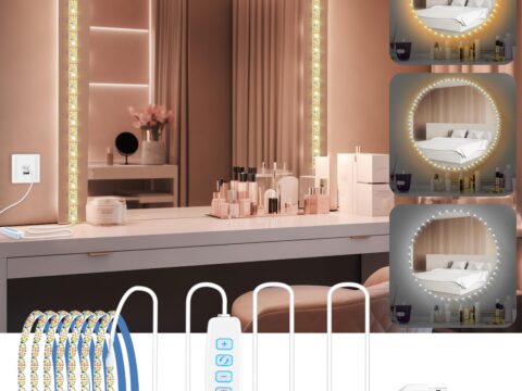 URAQT Striscia LED USB per Specchio Trucco 2 m, 3 colori 9 livelli