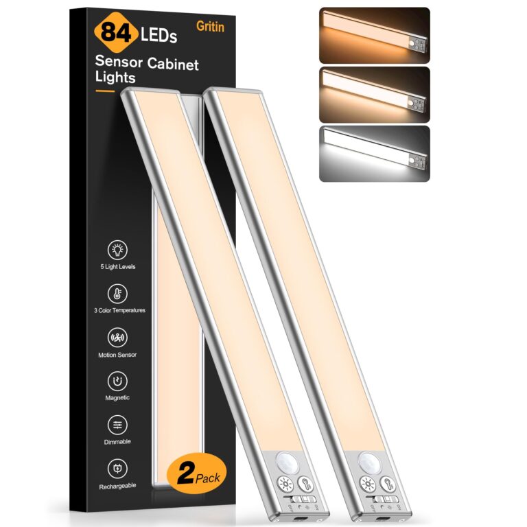 Gritin Luce LED Sottopensile Cucina Ricaricabile, 2 Pezzi, 3 Colori e Sensore Movimento
