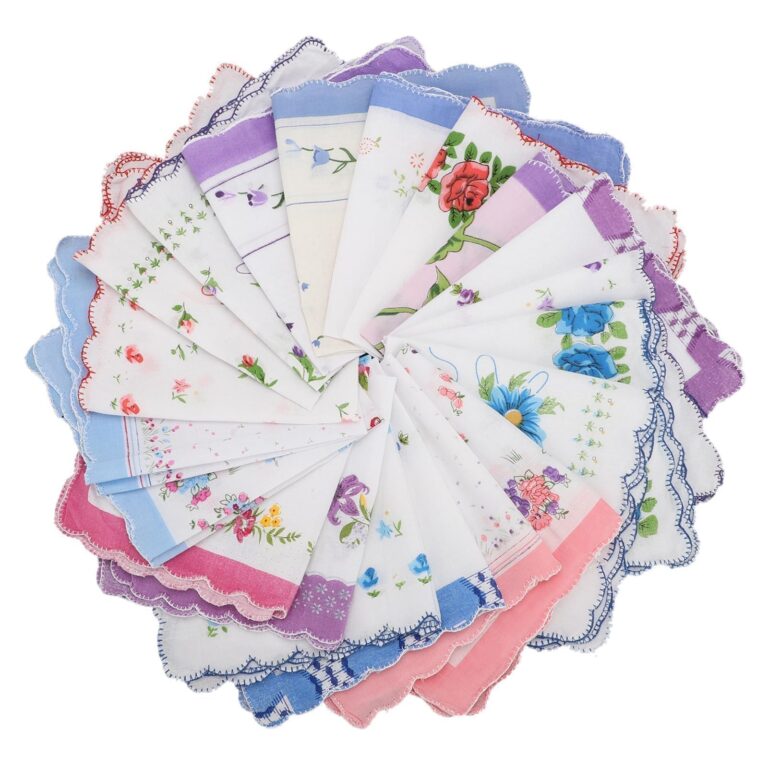 EEEKit Fazzoletti di stoffa in cotone, set da 20 con bordo ondulato