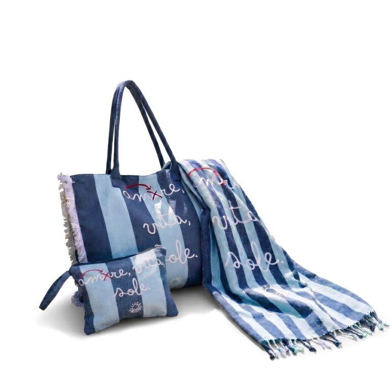 INTRECCI Set Mare: Shopper in cotone e pochette coordinate