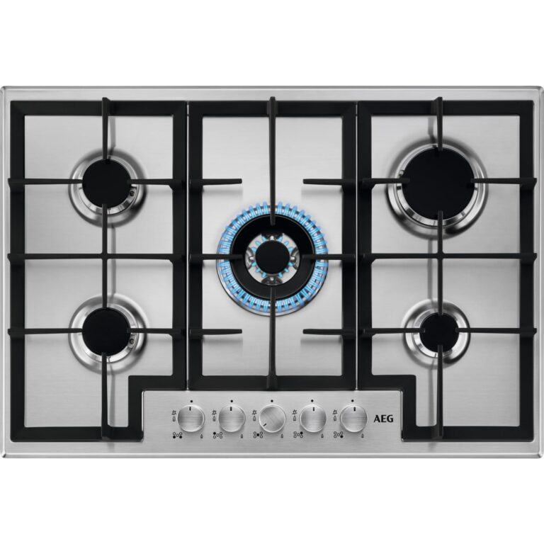 AEG HGB75400SM Piano Cottura a Gas 75 cm, 5 Fuochi con Wok