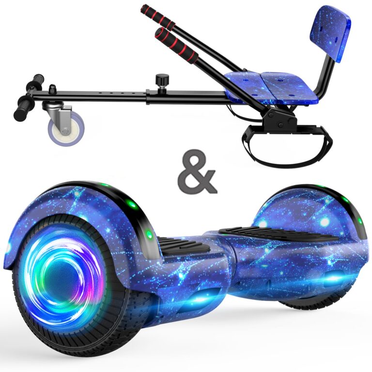 Hoverboard con sedile, Hoverboard autobilanciante da 6,5 ​​pollici con altoparlanti Bluetooth e luci a LED per bambini, ra...