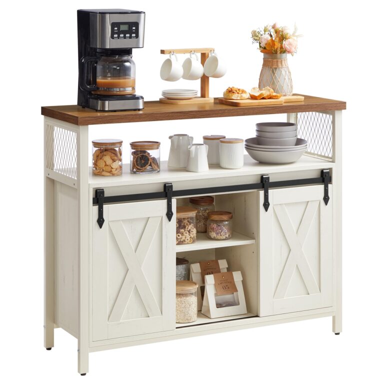 VASAGLE Credenza, Mobile da Cucina, Armadietto Organizzatore, con 2 Ante Scorrevoli, 33 x 100 x 80 cm, Ripiani Regolabili,...