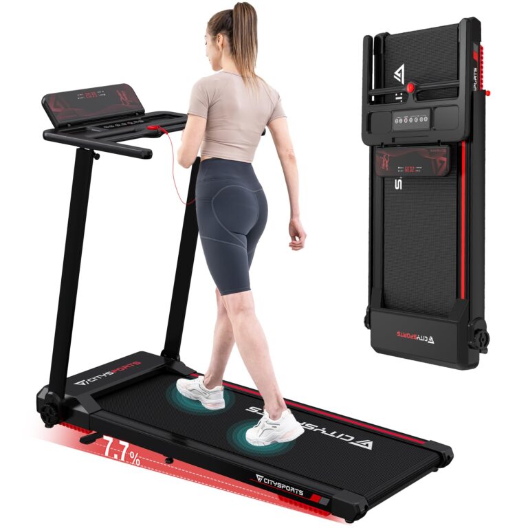 CITYSPORTS Tapis Roulant Elettrico Pieghevole 1-12km/h, Salvaspazio Con Display a LED, Supporto per App e Tablet a 360°, C...