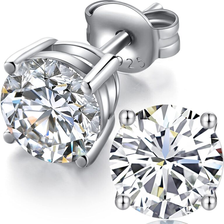 Miaofu Orecchini a Bottone in Argento 925 con Zirconi 4-8mm