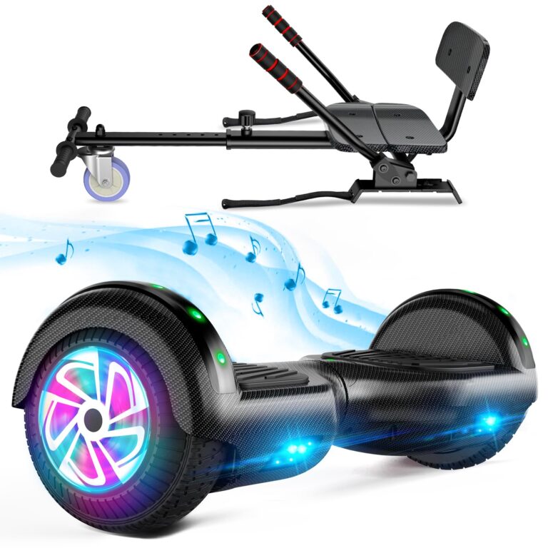 Hoverboard avec siège, Hoverboard à deux roues de 6,5 pouces avec haut-parleur Bluetooth et lumiè...