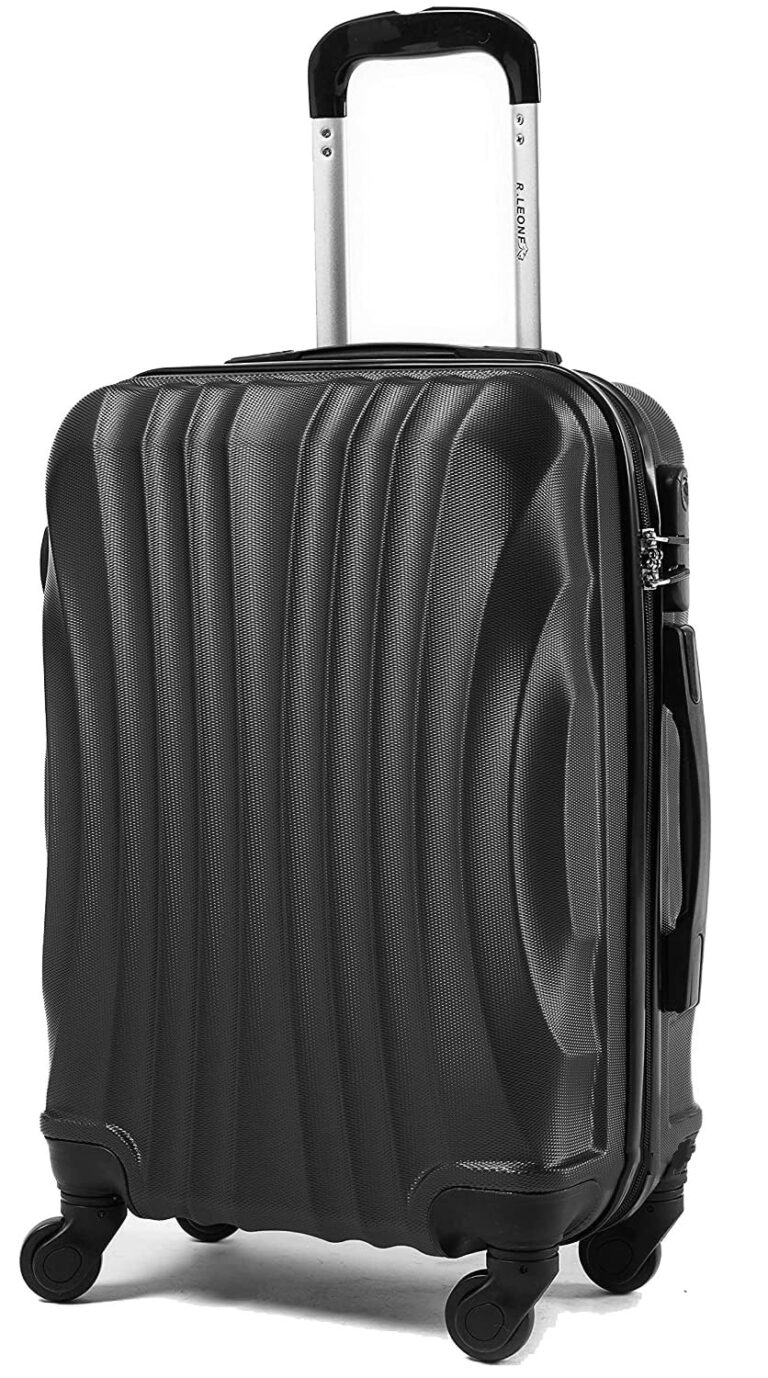 R.Leone Trolley Ryanair 55x40x20 cm 4 Ruote ABS Ultraleggero Nero