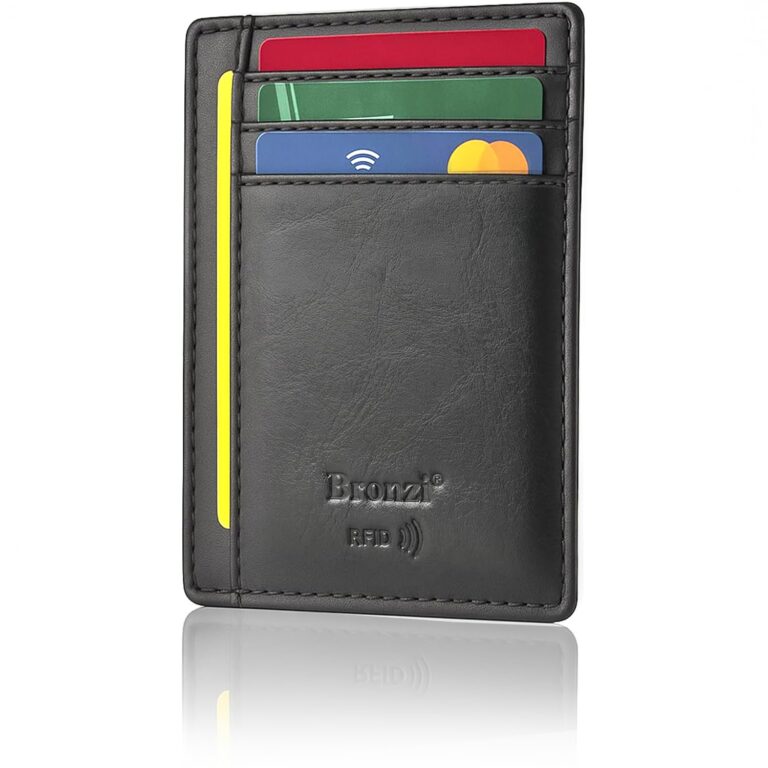 Bronzi Portafoglio Uomo Slim in Pelle Nero Mini