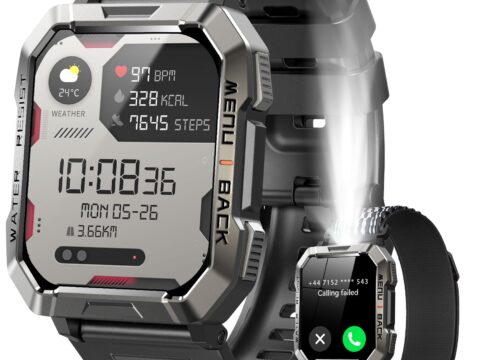 IOWODO Smartwatch Uomo Militare 2.01″ con Chiamate e Torcia