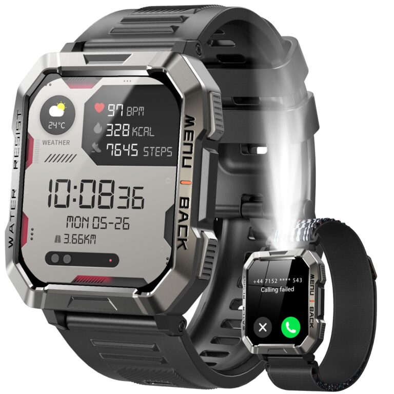 IOWODO Smartwatch Uomo Militare 2.01" con Chiamate e Torcia