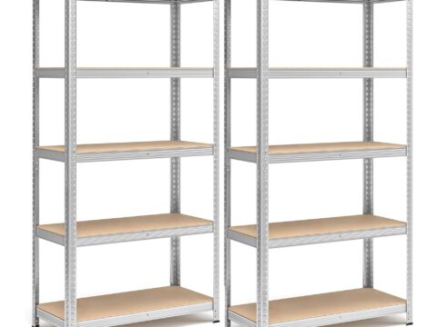 SONGMICS Set 2 Scaffali in Metallo a 5 Ripiani Regolabili Senza Viti