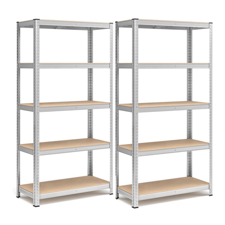 SONGMICS Set 2 Scaffali in Metallo a 5 Ripiani Regolabili Senza Viti