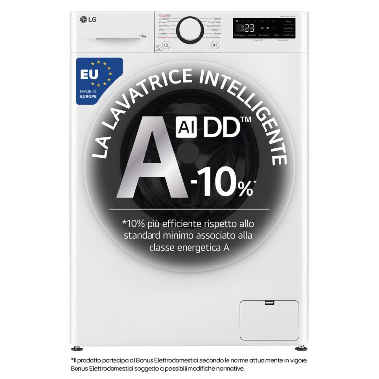 LG AI DD Lavatrice 10 kg Classe A-10% 1400 giri Vapore