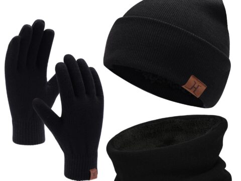 Set Invernale Berretto Sciarpa e Guanti Touch Screen con Pile