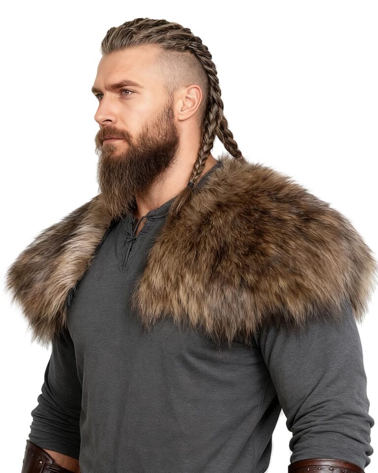 Keland collare vichingo in pelliccia sintetica per costumi e cosplay