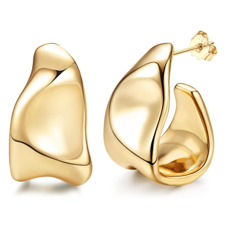 Adramata Orecchini Cerchio a Goccia Argento 925 Placcato Oro 14K