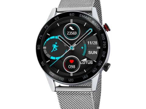 Lotus Smartwatch Uomo in Acciaio 316L Grigio, IP65 con Controllo Musica