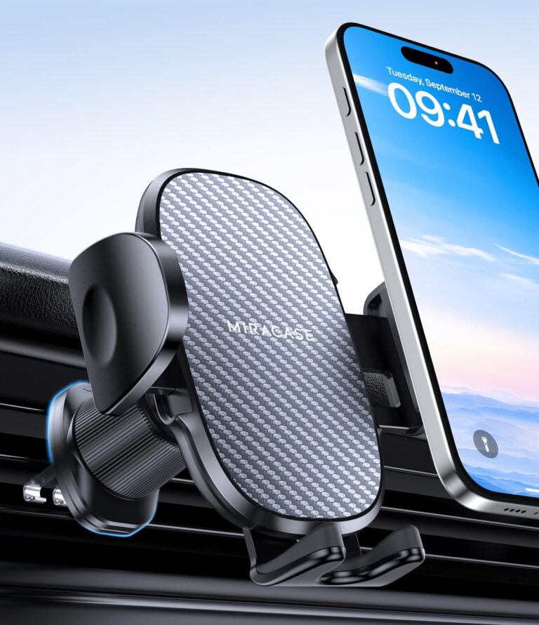 Miracase Supporto Telefono Auto con Doppio Gancio in Metallo 360°