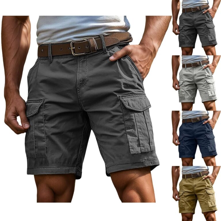 RYTEJFES Bermuda Cargo Uomo Slim Fit Multi-Tasca