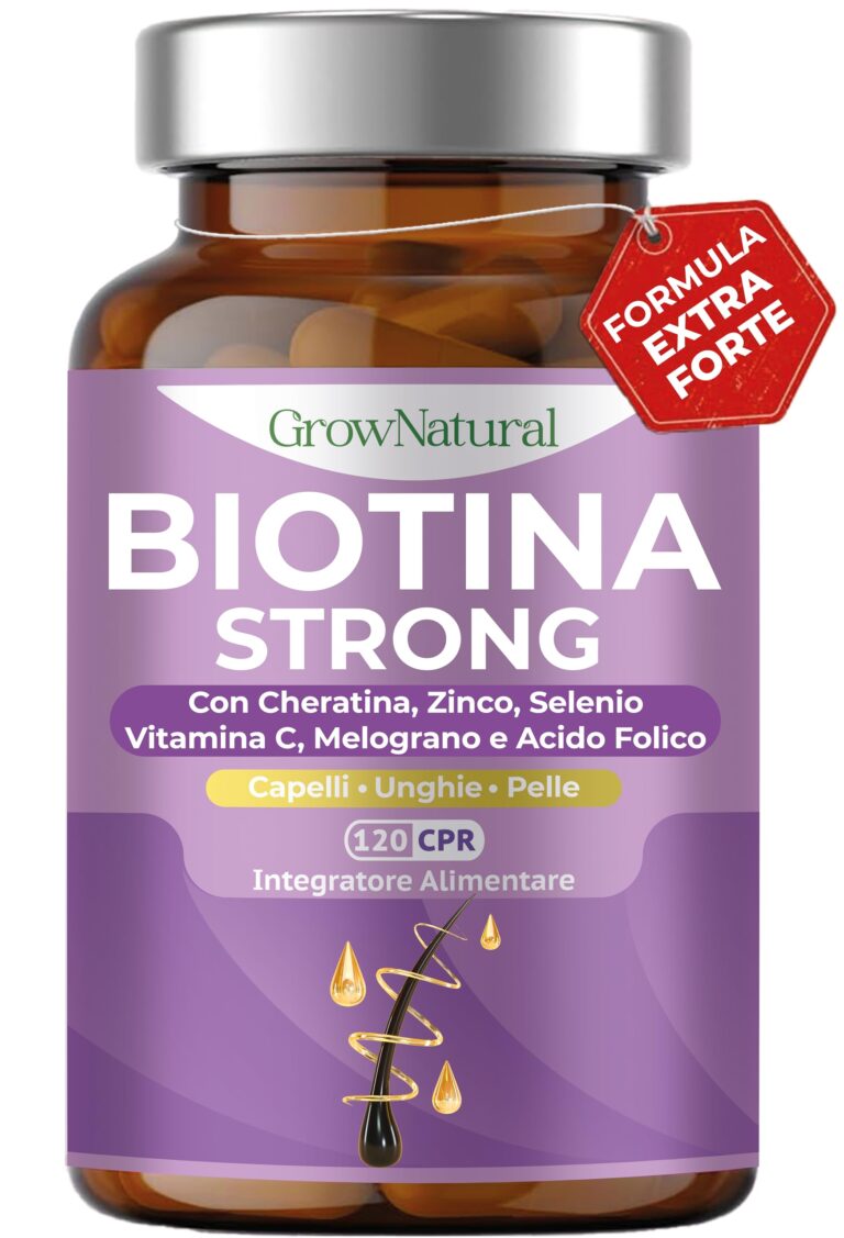 BIOTINA STRONG - Integratori per Capelli - Biotina Cheratina e Zinco - Vitamine per Crescita Capelli e anticaduta Donna e ...
