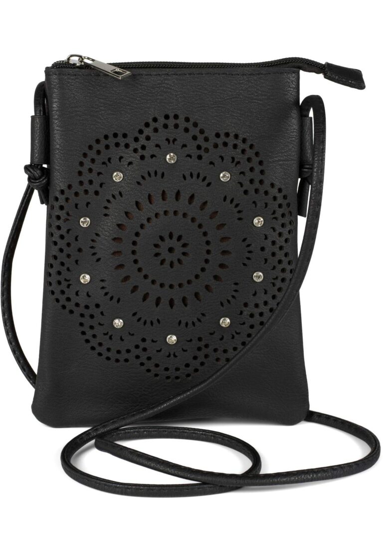 styleBREAKER Mini borsa a tracolla donna con fiori laser e strass
