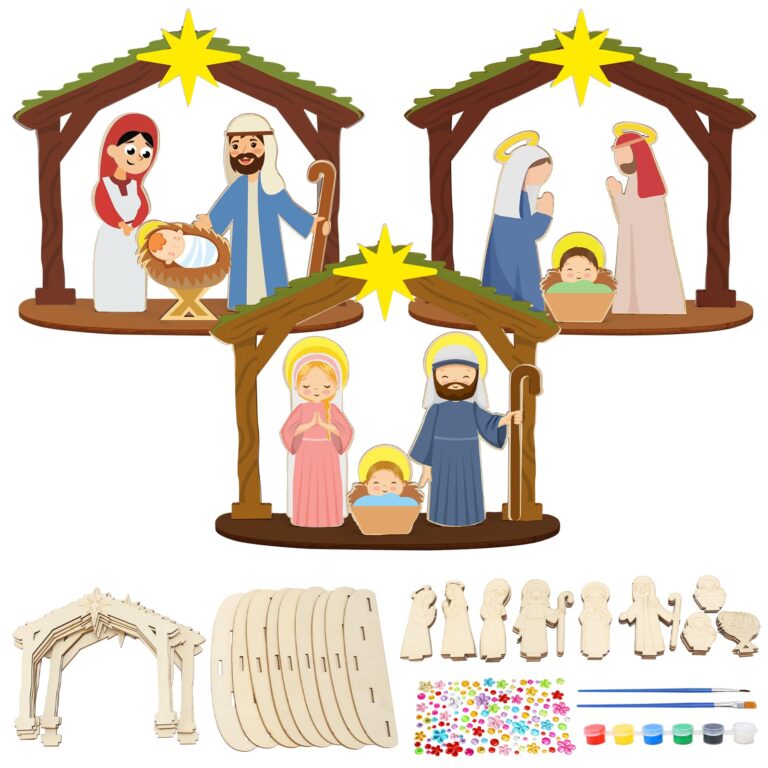 MONCAP 12pz Addobbi Natalizi Presepe in Legno Natività