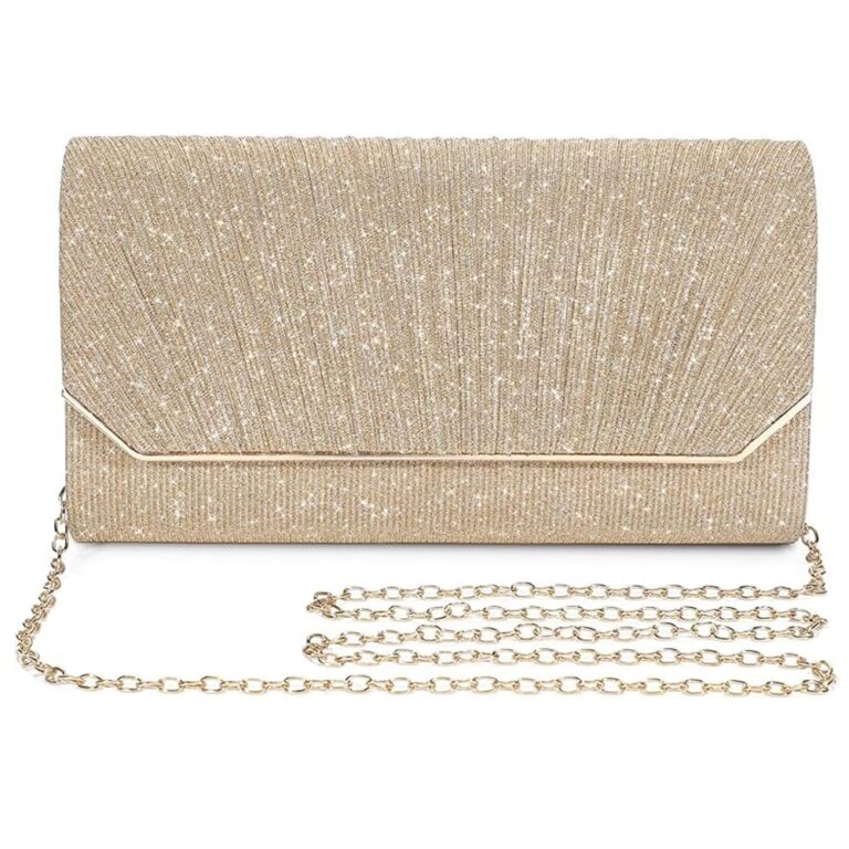 XFSRG Pochette Donna Elegante Pieghettata da Sera Oro