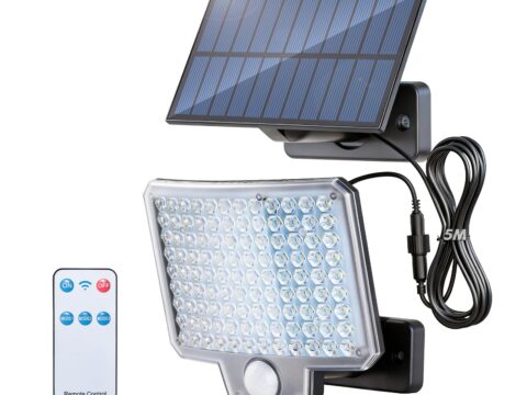 GRIFEMA Faretto Solare da Esterno 108 LED con Sensore di Movimento