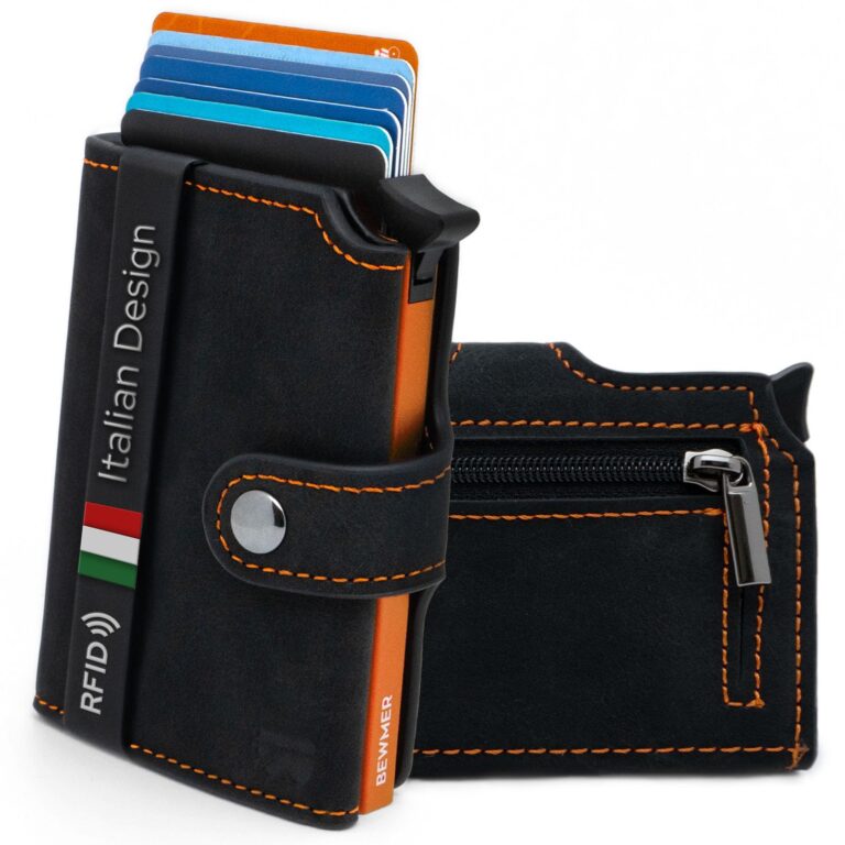 BEWMER Portafoglio Unisex Slim in Similpelle con Protezione RFID per 9 Carte
