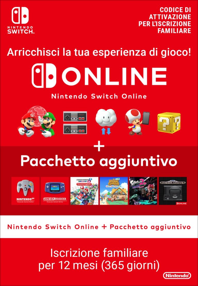 Nintendo Switch Online + Pacchetto Aggiuntivo - Iscrizione Familiare (codice download)