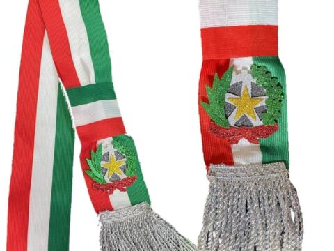 BrolloGroup Fascia da Sindaco Tricolore con frangia oro o argento 100% Made in Italy