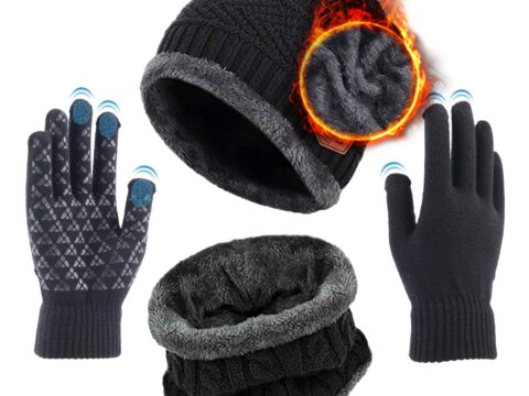 Aisprts Set Invernale Uomo: Cappello, Sciarpa e Guanti Touch Screen