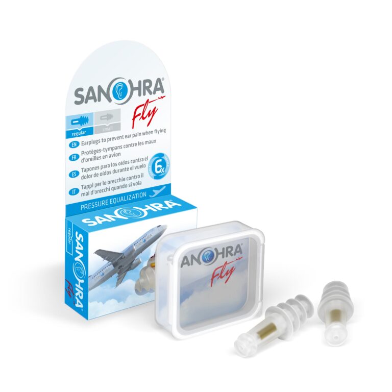 SANOHRA fly - tappi per le orecchie contro la pressione in volo | Per adulti | Riutilizzabili (fino a 6 voli) | Equalizzaz...
