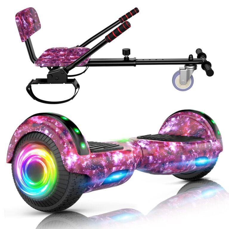 SISIGAD Hoverboard con Hoverkart,Overboard con Hoverkart per bambini, Hoverboard con musica bluetooth e luci a LED