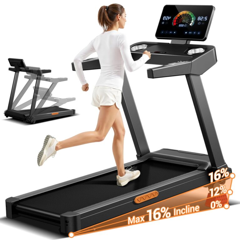 UMAY Tapis Roulant Salvaspazio con 16% Pendenza, 14KM/H Tapis Roulant Elettrico Pieghevole con Cardiofrequenzimetro, Tapir...