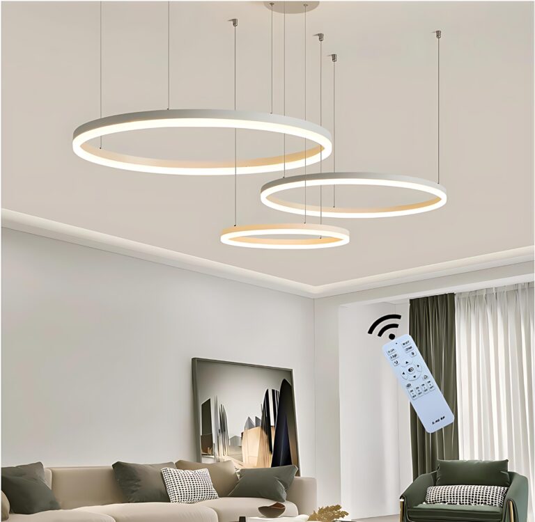 BEHWU Lampadario LED Lampada Soggiorno Lampadario Dimmerabile Con Telecomando Anelli Lampade Sosp...