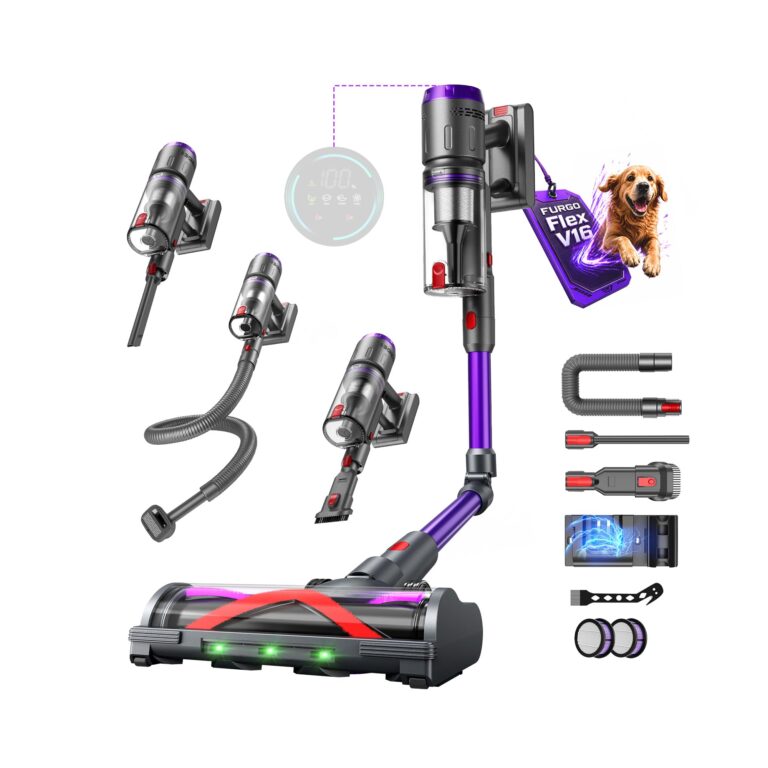 Circlio FURGO Flex V16 Aspirapolvere Senza Fili, 600W/58000Pa/75Min, Scopa Elettrica Senza Fili con Tubo Pieghevole, Tubo ...