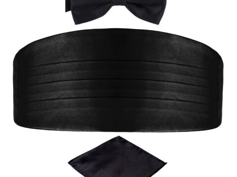 DonDon Set 3 Pezzi Uomo: Fascia Smoking, Papillon e Fazzoletto da Taschino