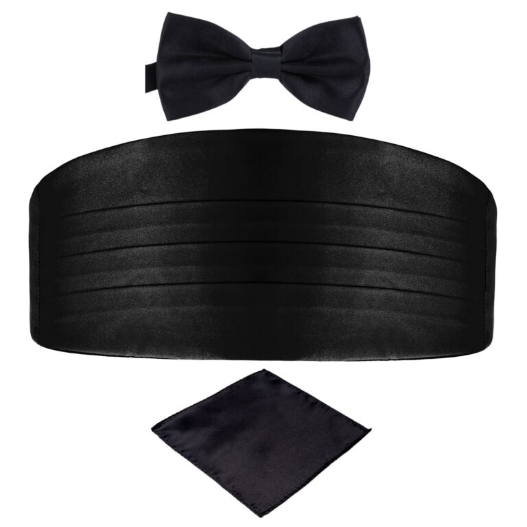 DonDon Set 3 Pezzi Uomo: Fascia Smoking, Papillon e Fazzoletto da Taschino