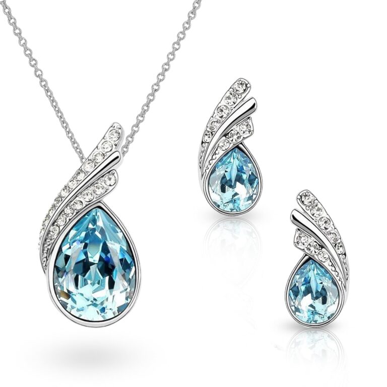 Crystalline Azuria parure lacrima cristalli blu acquamarina