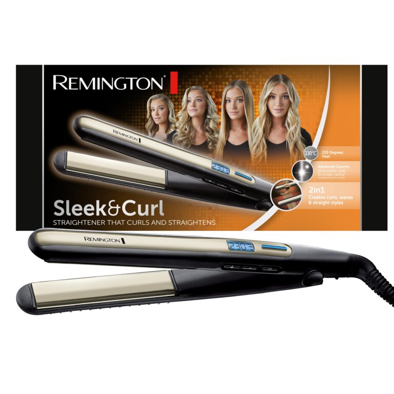 Remington Piastra Sleek & Curl - Ottimo per lisciare e modellare Ricci e Onde - Design arrotondato, rivestimento ceramico ...