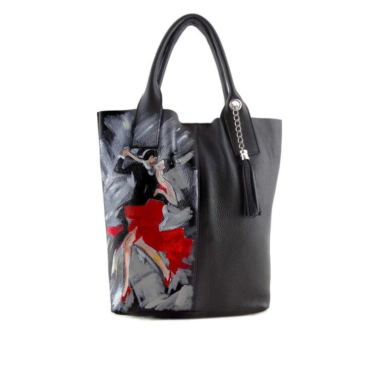 Arte Lisanti Borsa in Pelle Dipinta a Mano – TANGO – a Spalla, Shopper, Shopping Donna, Idea Rega...