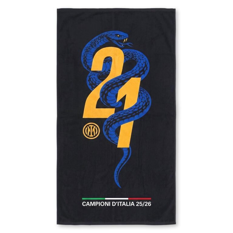 Inter - Telo Mare Campioni d'Italia 2025/26, Asciugamano Celebrativo Scudetto, Prodotto Ufficiale