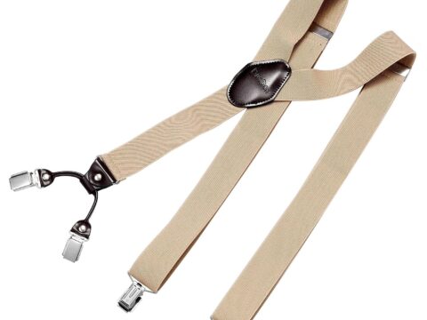 DonDon Bretelle uomo eleganti 3,5 cm con 4 clip e toppa in pelle