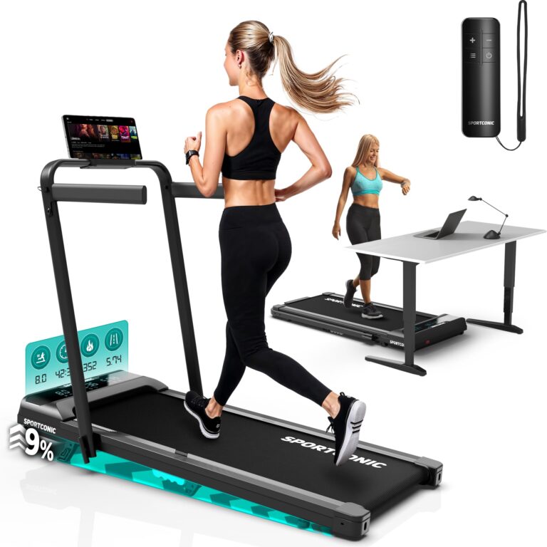 Sportconic Tapis Roulant Elettrico Pieghevole con Inclinazione, Walking Pad Silenzioso Salvaspazio, Tapirulan da Casa per ...